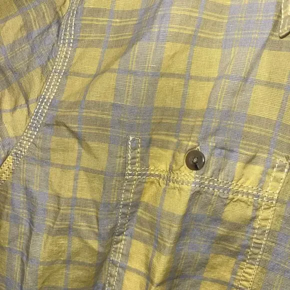 LL Bean Shirt Men's XXL Button Up Yellow Plaid Short Sleeve Linen Cotton Preppy - Picture 2 of 11